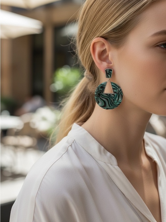 Jewelry - 3/5 Green Swirl Drop Earrings - Women's Jewelry